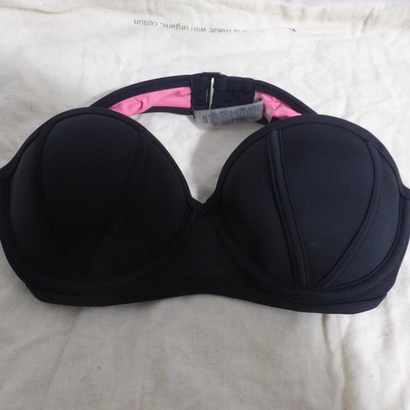 PINK, VS, Victoria's Secret, Black and Pink Bra, size small (AA-C) - Picture 3 of 7